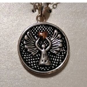 Guardian Angel Pendant Necklace Silver Plated Rose Gold Heart Easter Gift NWT
